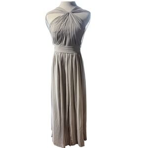 Bill Levkoff Gown Women‎ 8 Taupe Halter Pleated Chiffon Formal Dress